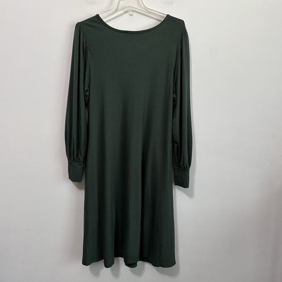 Peruvian Connection Long Puff Sleeve Dress XL Green Pullover Designer Stretch - Picture 10 of 11